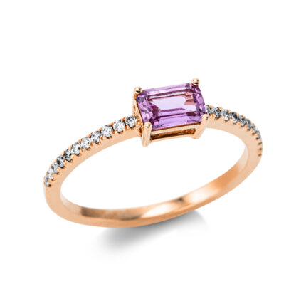 Farbstein 4er-Krappe Rosegold 18kt 0,13 Diamantringe Farbstein 0,62 ct - 1AB76