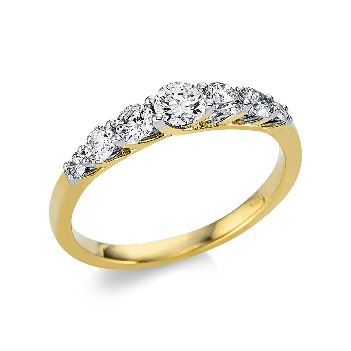 1AX96G Solitaeire Gelbgold 18kt 0,75 Diamantringe mit 7 Diamanten - 1AX96 – Bild 1