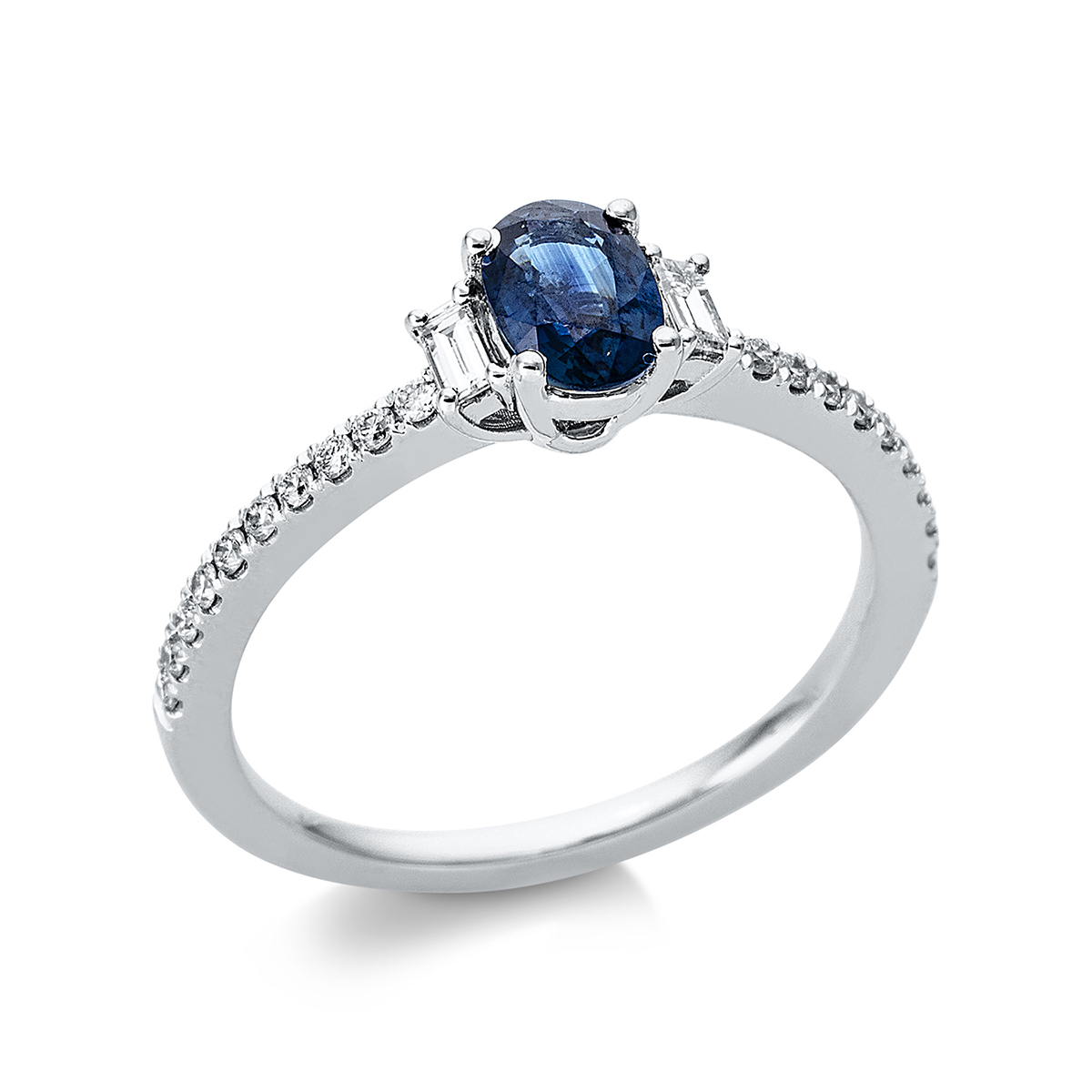 1BL13W Farbstein Weißgold 18kt 0,24 Diamantringe Farbstein 0,5 ct - 1BL13 – Bild 1