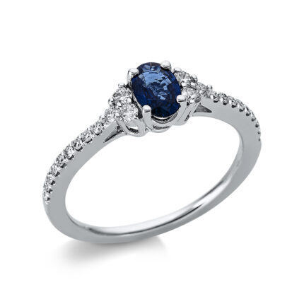 Farbstein Weißgold 18kt 0,25 Diamantringe Farbstein 0,57 ct - 1BL14