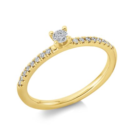 Solitaeire Gelbgold 18kt 0,20 Diamantringe mit 17 Diamanten - 1CD15