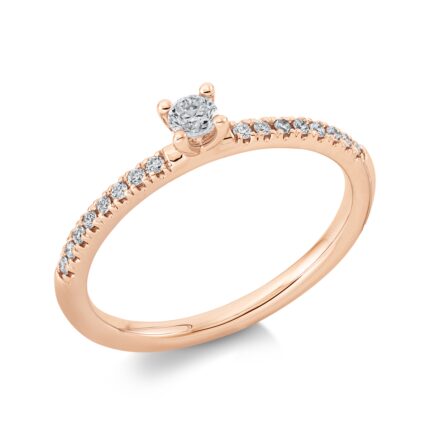 Solitaeire 4er-Krappe Rosegold 18kt 0,20 Diamantringe mit 17 Diamanten - 1CD15