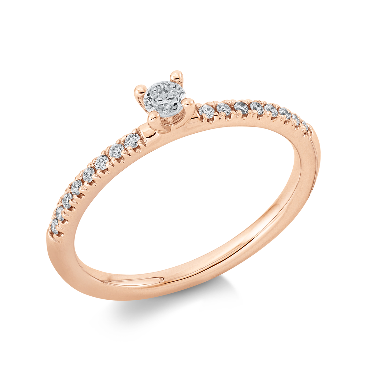 1CD15R Solitaeire 4er-Krappe Rosegold 18kt 0,20 Diamantringe mit 17 Diamanten - 1CD15 – Bild 1