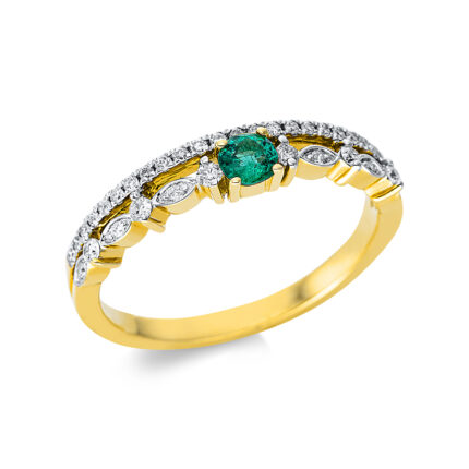 Farbstein 4er-Krappe Gelbgold / Weißgold 18kt 0,19 Diamantringe Farbstein 0,14 ct - 1CK82