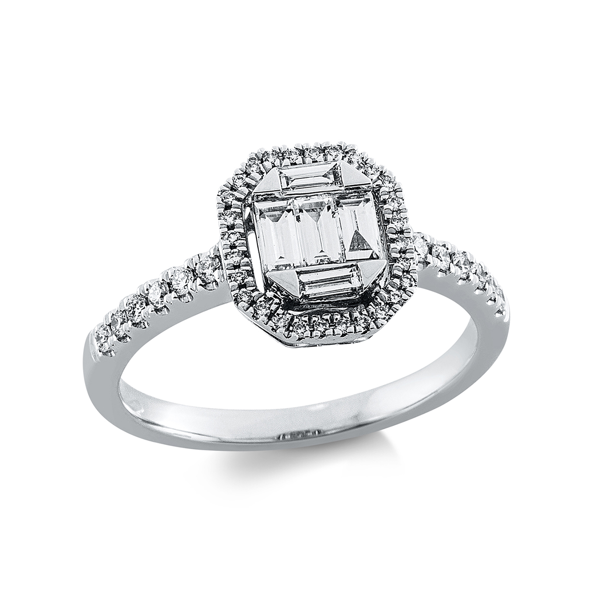 1DQ11W Baguette Weißgold 18kt 0,48 Diamantringe mit 45 Diamanten - 1DQ11 – Bild 1