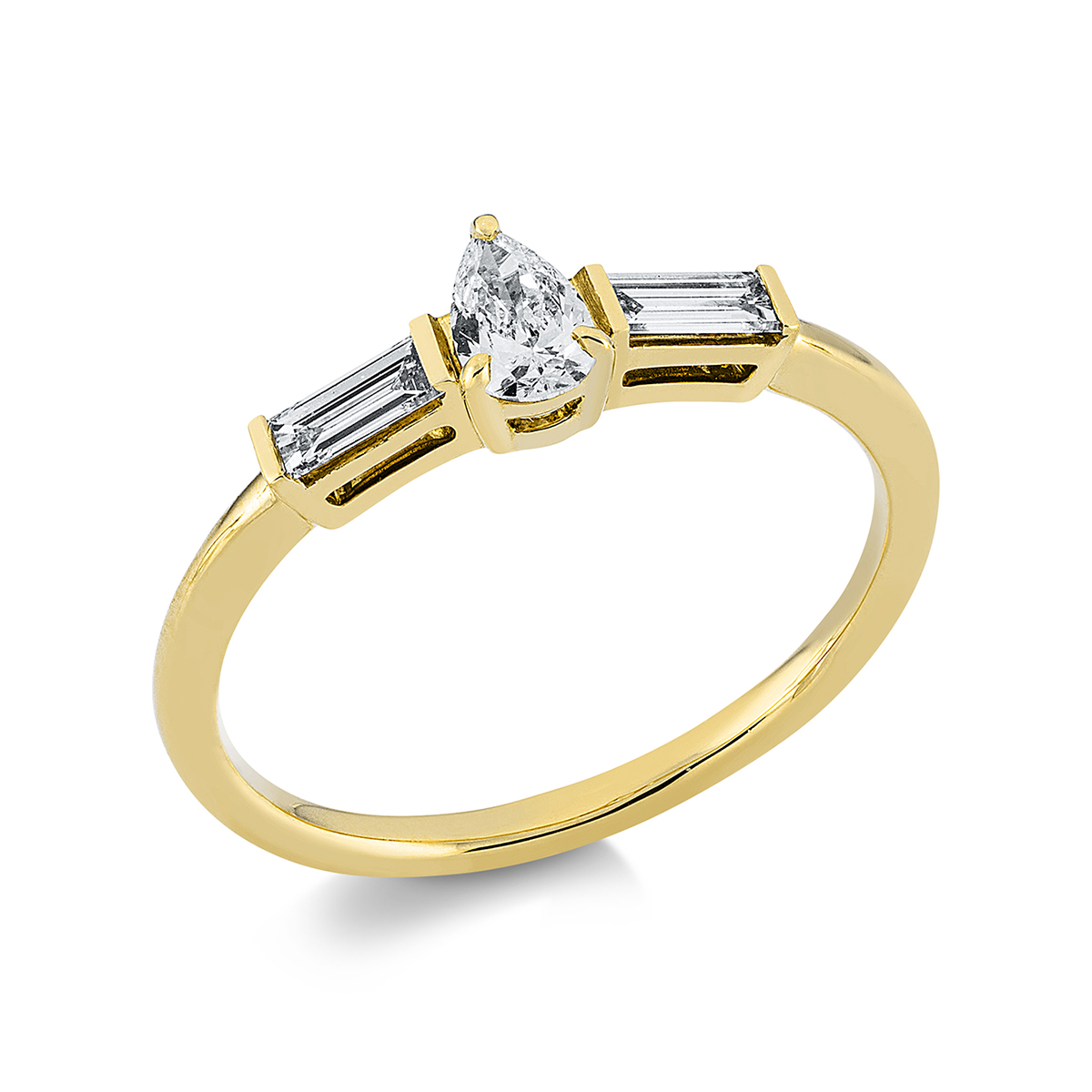 1EA71G Solitaeire Gelbgold 18kt 0,40 Diamantringe mit 3 Diamanten - 1EA71 – Bild 1