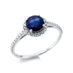 Farbstein 4er-Krappe Weißgold 18kt 0,21 Diamantringe Farbstein 0,85 ct - 1EL41