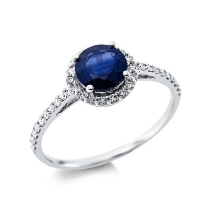 Farbstein 4er-Krappe Weißgold 18kt 0,21 Diamantringe Farbstein 0,85 ct - 1EL41