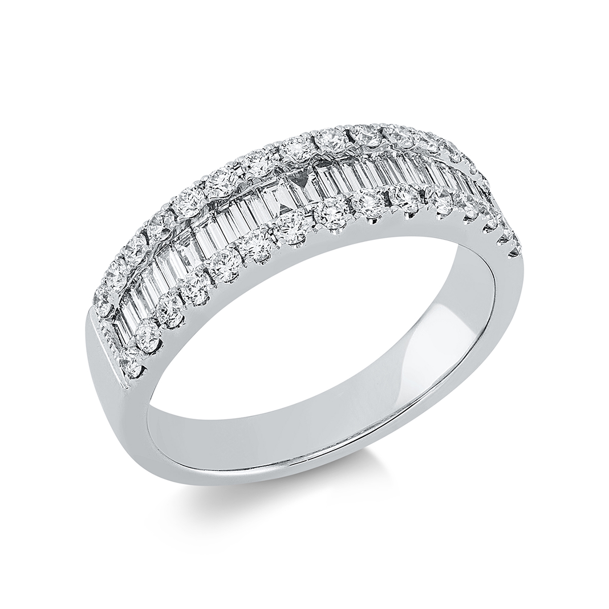 1ET36W Baguette Weißgold 18kt 0,89 Diamantringe mit 52 Diamanten - 1ET36 – Bild 1