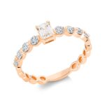 Solitaeire Rosegold 18kt 0,73 Diamantringe mit 9 Diamanten - 1FA10