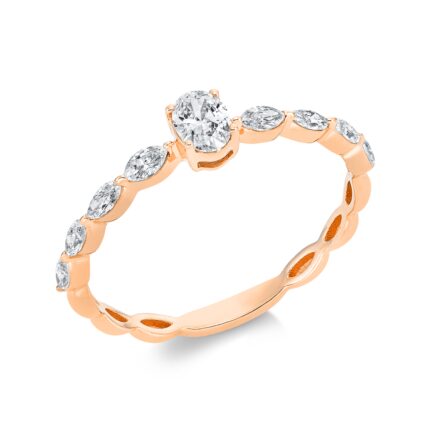 Solitaeire Rosegold 18kt 0,48 Diamantringe mit 9 Diamanten - 1FA14