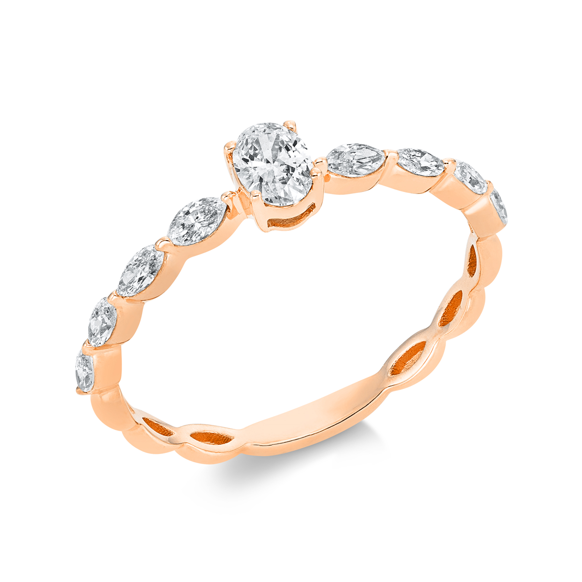 1FA14R Solitaeire Rosegold 18kt 0,48 Diamantringe mit 9 Diamanten - 1FA14 – Bild 1