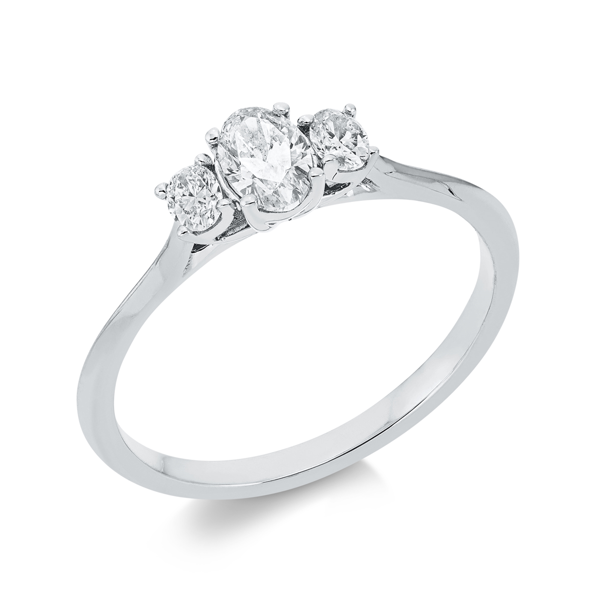 1FA23W Solitaeire Weißgold 18kt 0,49 Diamantringe mit 3 Diamanten - 1FA23 – Bild 1