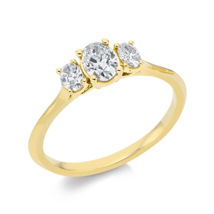 Solitaeire Gelbgold 18kt 0,59 Diamantringe mit 3 Diamanten - 1FA24