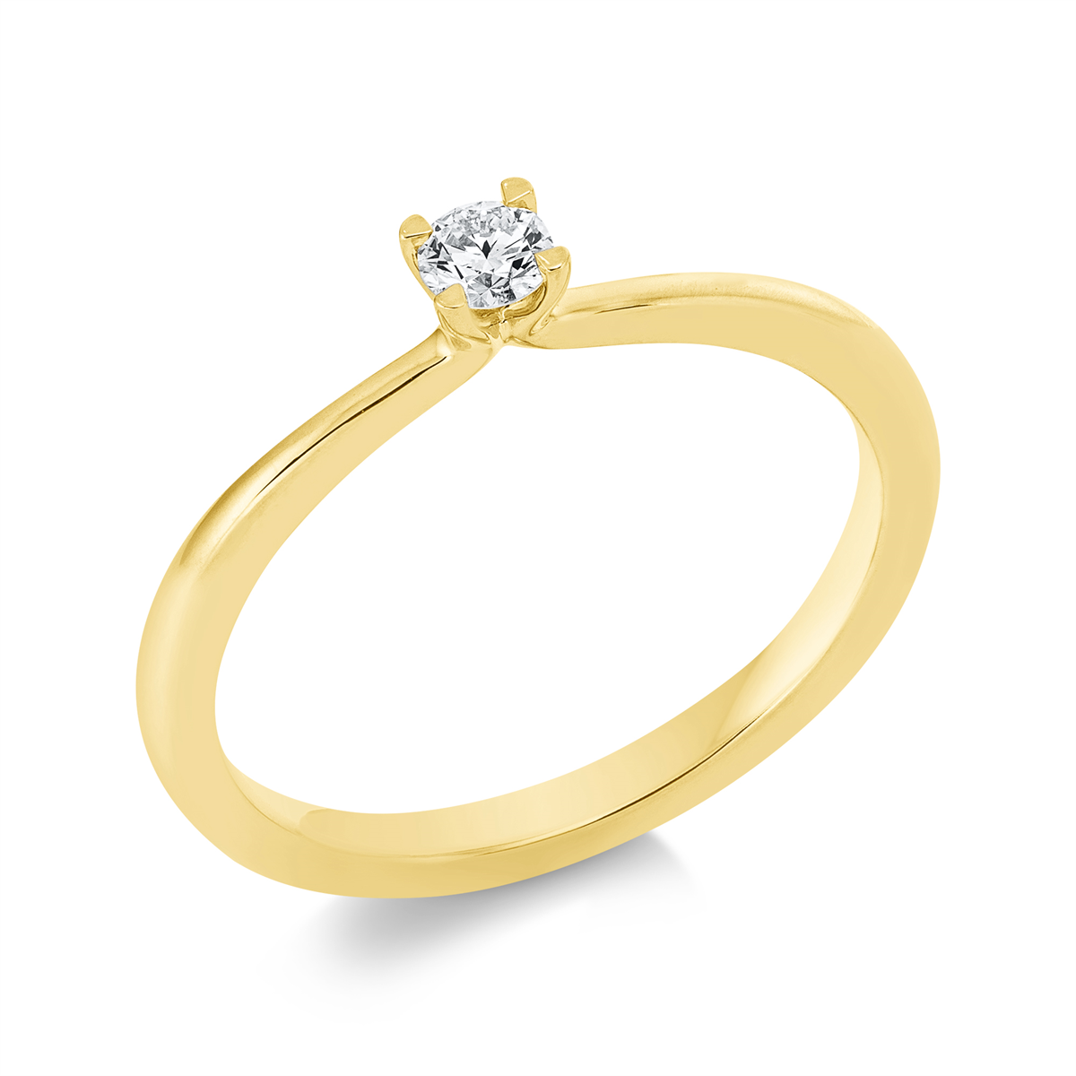 1FB12G Solitaeire 4er-Krappe Gelbgold 18kt 0,12 Diamantringe mit 1 Diamanten - 1FB12 – Bild 1