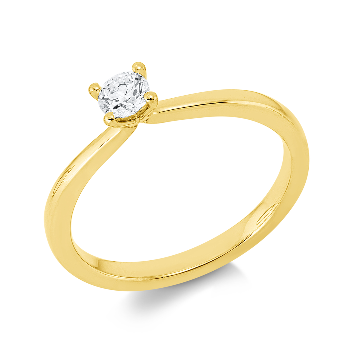 1FB15G Solitaeire 4er-Krappe Gelbgold 18kt 0,25 Diamantringe mit 1 Diamanten - 1FB15 – Bild 1