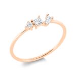 Baguette Rosegold 18kt 0,15 Diamantringe mit 3 Diamanten - 1FW78