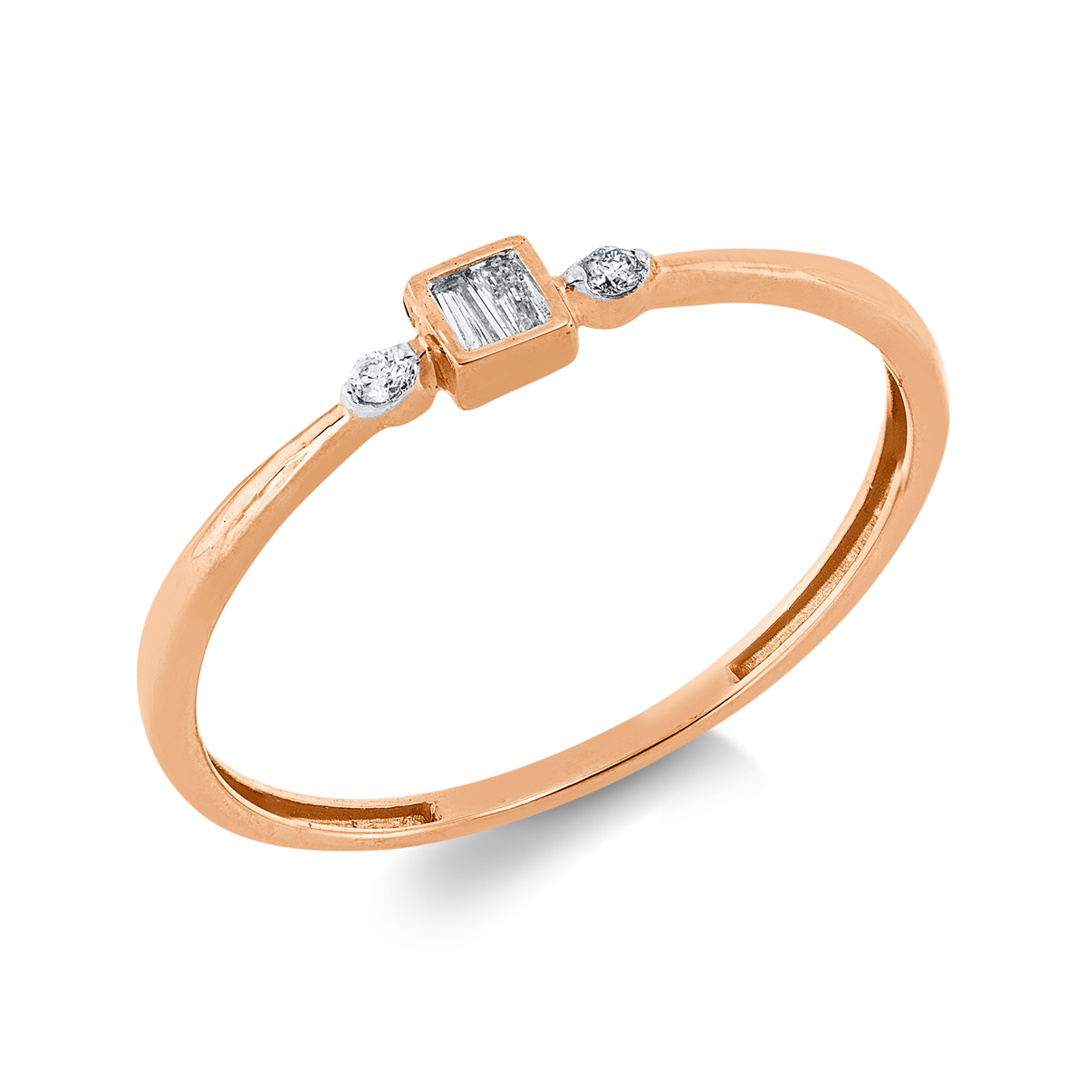 1GY11R Baguette Rosegold 18kt 0,08 Diamantringe mit 4 Diamanten - 1GY11 – Bild 1