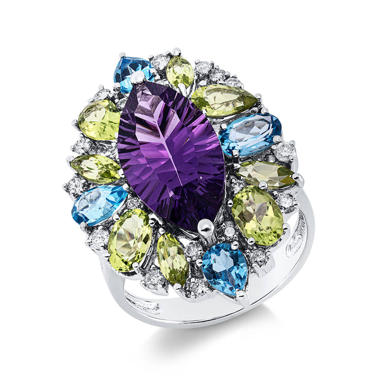 1HH96W Farbstein Weißgold 18kt 0,45 Diamantringe Farbstein 9,2 ct - 1HH96 – Bild 1