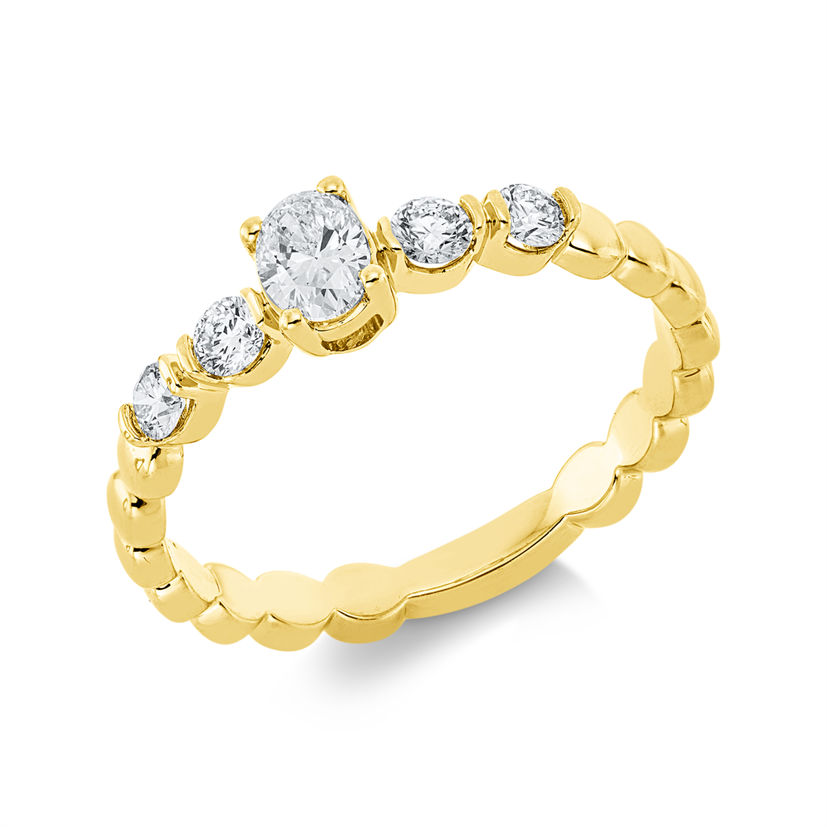 1HN77G Solitaeire Gelbgold 18kt 0,39 Diamantringe mit 5 Diamanten - 1HN77 – Bild 1