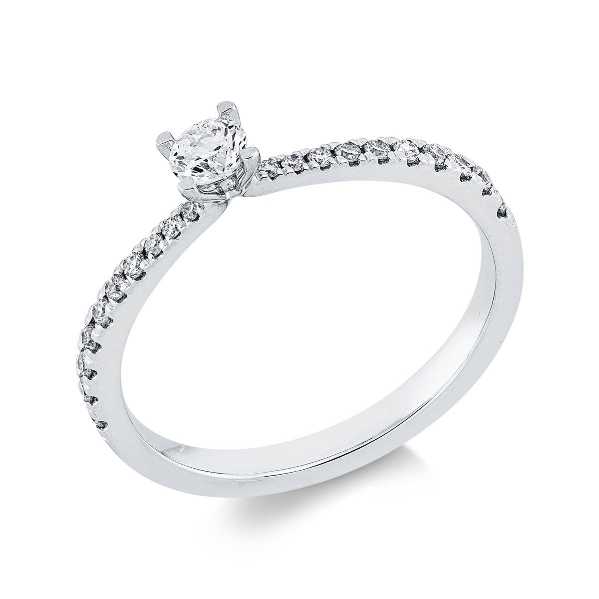 1HO45W Solitaeire 4er-Krappe Weißgold 18kt 0,29 Diamantringe mit 21 Diamanten - 1HO45 – Bild 1