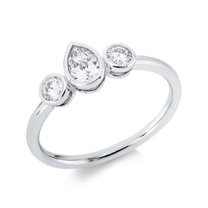 Solitaeire Weißgold 18kt 0,44 Diamantringe mit 3 Diamanten - 1IB93