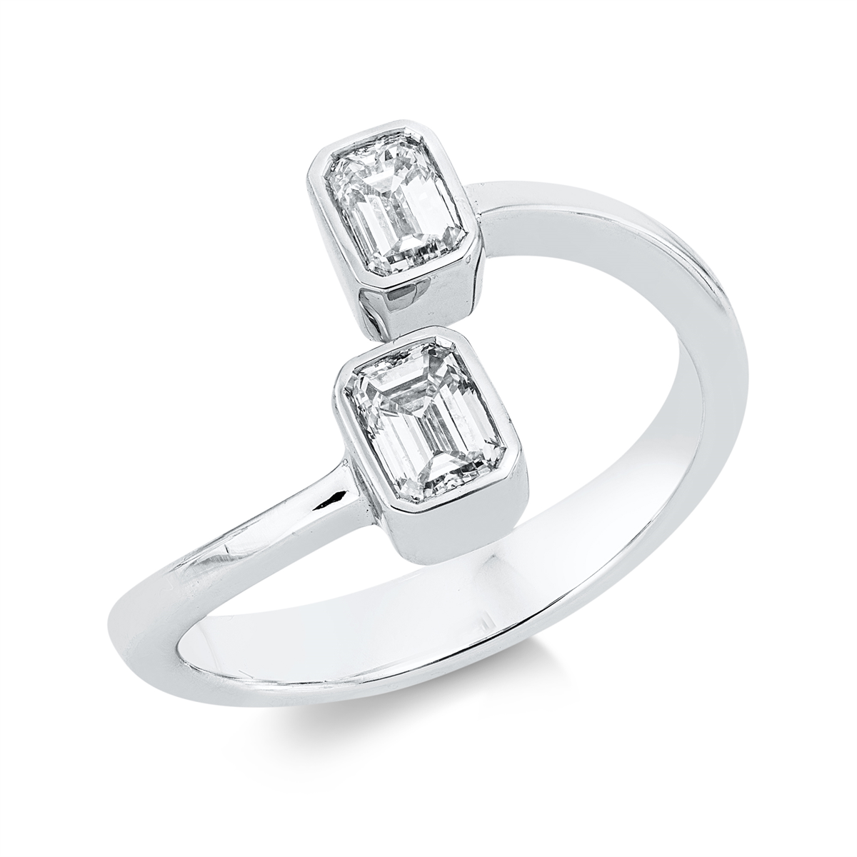 1IH68W Baguette Weißgold 18kt 0,58 Diamantringe mit 2 Diamanten - 1IH68 – Bild 1