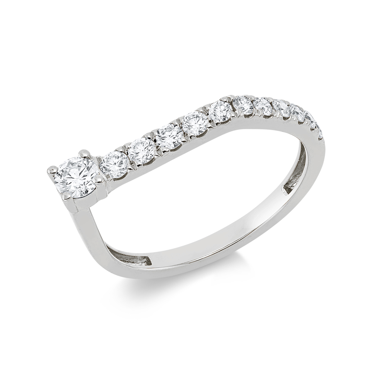 1IJ87W Solitaeire Weißgold 18kt 0,60 Diamantringe mit 12 Diamanten - 1IJ87 – Bild 1