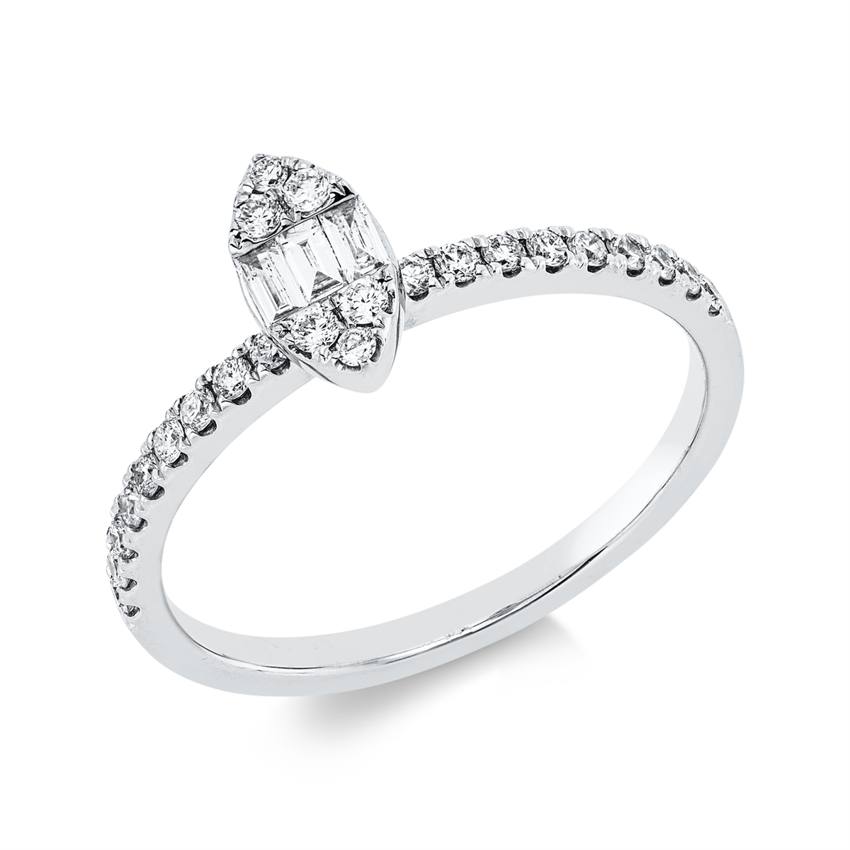 1IJ95W Baguette Weißgold 18kt 0,31 Diamantringe mit 27 Diamanten - 1IJ95 – Bild 1