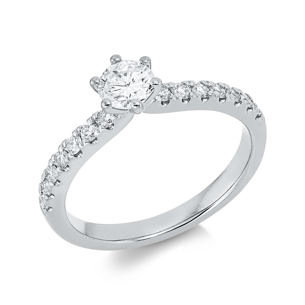 1IN51W Solitaeire 6er-Krappe Weißgold 18kt 0,51 Diamantringe mit 15 Diamanten - 1IN51 – Bild 1