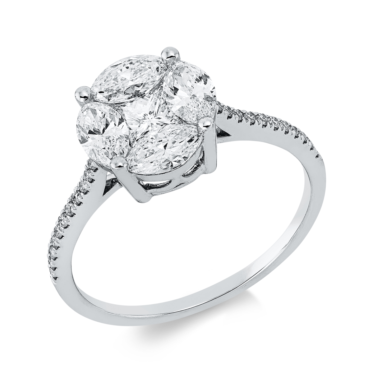 1IR18W Baguette Weißgold 18kt 1,25 Diamantringe mit 27 Diamanten - 1IR18 – Bild 1