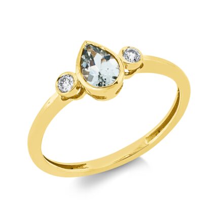 Farbstein Gelbgold 18kt 0,07 Diamantringe Farbstein 0,37 ct - 1IV48