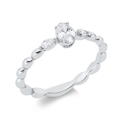 Solitaeire Weißgold 18kt 0,32 Diamantringe mit 3 Diamanten - 1IW06