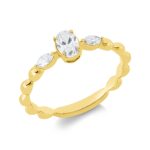 Solitaeire Gelbgold 18kt 0,42 Diamantringe mit 3 Diamanten - 1IW07