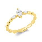 Solitaeire Gelbgold 18kt 0,33 Diamantringe mit 3 Diamanten - 1IW12