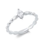 Solitaeire Weißgold 18kt 0,31 Diamantringe mit 3 Diamanten - 1IW12