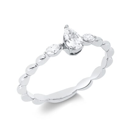 Solitaeire Weißgold 18kt 0,30 Diamantringe mit 3 Diamanten - 1IW14