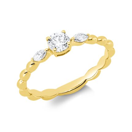 Solitaeire Gelbgold 18kt 0,40 Diamantringe mit 3 Diamanten - 1IW18