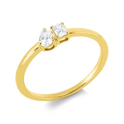Solitaeire Gelbgold 18kt 0,26 Diamantringe mit 2 Diamanten - 1IW22