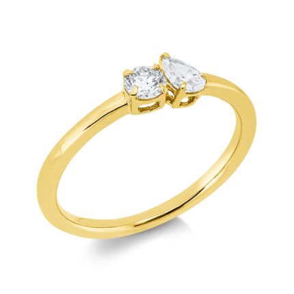 Solitaeire Gelbgold 18kt 0,33 Diamantringe mit 2 Diamanten - 1IW24
