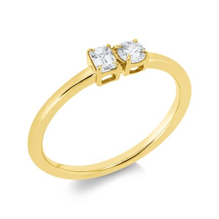 Solitaeire Gelbgold 18kt 0,30 Diamantringe mit 2 Diamanten - 1IW25