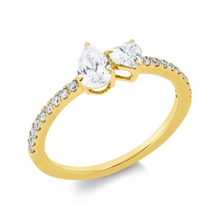 Solitaeire Gelbgold 18kt 0,72 Diamantringe mit 20 Diamanten - 1IW29