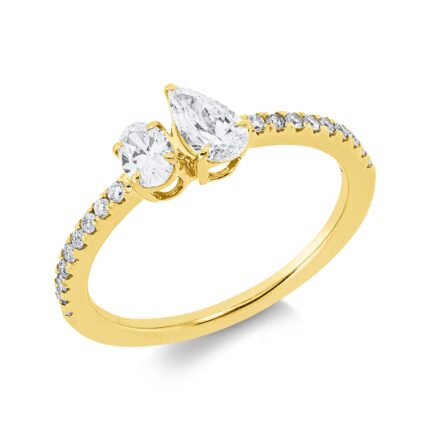 Solitaeire Gelbgold 18kt 0,63 Diamantringe mit 20 Diamanten - 1IW31