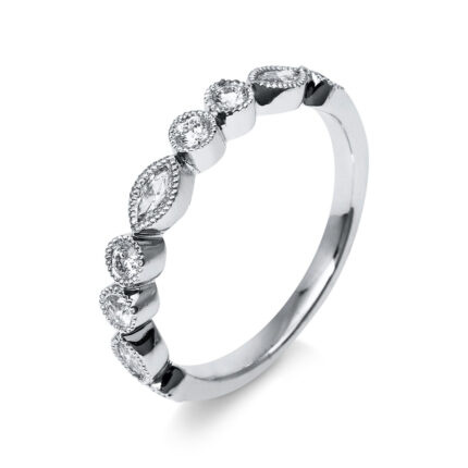 Mehrfachsteinbesatz Weißgold 18kt 0,35 Diamantringe mit 9 Diamanten - 1P855