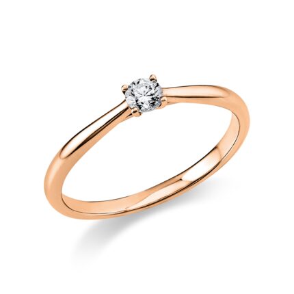 Solitaeire 4er-Krappe Rosegold 18kt 0,15 Diamantringe mit 1 Diamanten - 1A288
