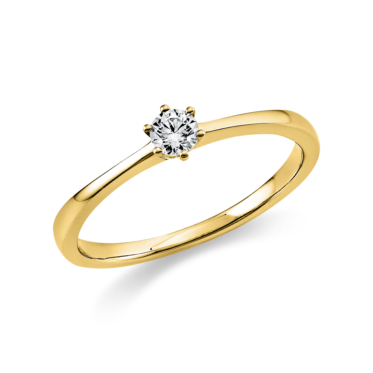 1A482G Solitaeire 6er-Krappe Gelbgold 18kt 0,15 Diamantringe mit 1 Diamanten - 1A482 – Bild 1