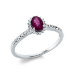 Farbstein 4er-Krappe Weißgold 18kt 0,11 Diamantringe Farbstein 0,57 ct - 1AE74