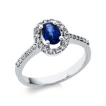 Farbstein 4er-Krappe Weißgold 18kt 0,28 Diamantringe Farbstein 0,62 ct - 1AH48