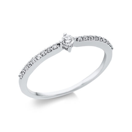 Solitaeire Weißgold 18kt 0,17 Diamantringe mit 19 Diamanten - 1AH66