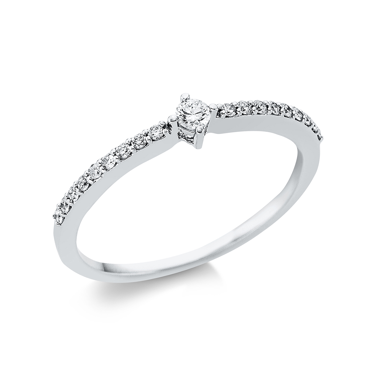 1AH66W Solitaeire Weißgold 18kt 0,17 Diamantringe mit 19 Diamanten - 1AH66 – Bild 1